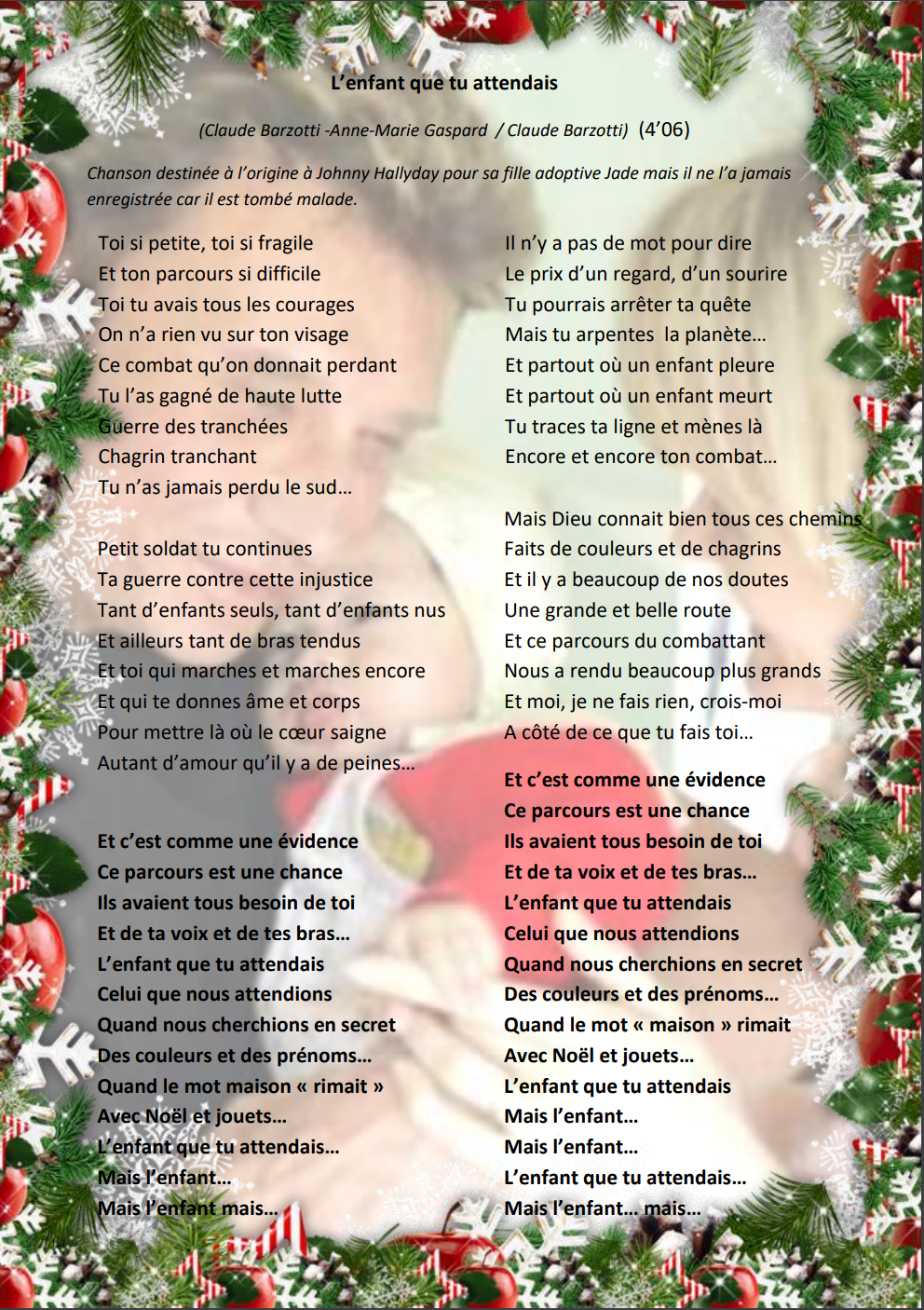 L enfant que tu attendais texte mini